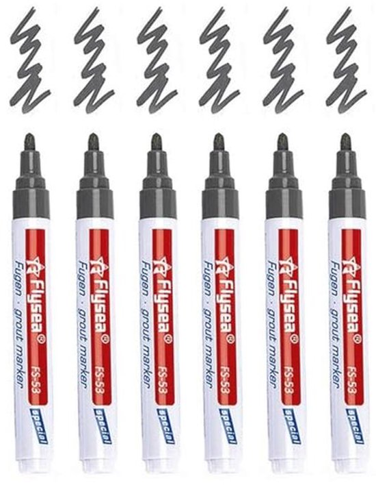 Voegenstift Set - 6 Waterdichte Tegelmarkers met Reservepunt voor Badkamer en Keuken van Merkloos	