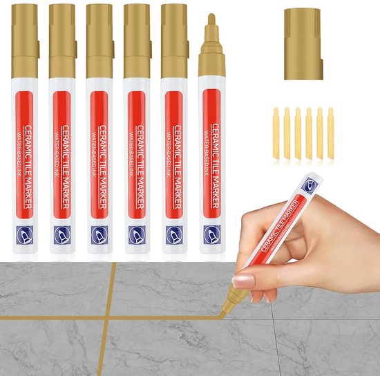 Voegenstift Set - Tegel Herstel - Voegen Opfrissen - 6 Reservepunten - 6 Stuks - Kaki