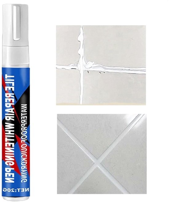 Voegenstift - Tegelmarker Vuller - Voegen Opfrissen - Waterdichte Kleurstof - 15 x 3 x 3 cm - Wit