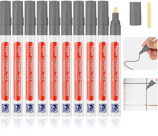 Voegenstift voor tegelreparatie - grijs, 10 stuks met reservepunten van Merkloos	