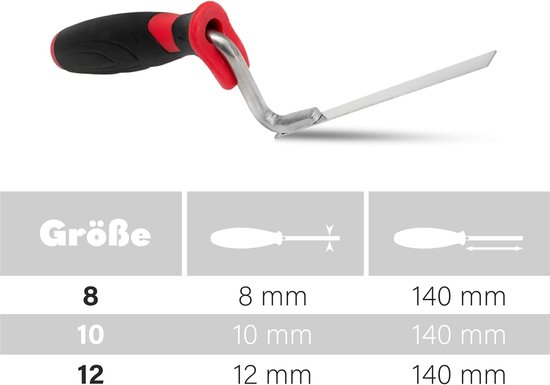Voegentroffel Roestvrij - Voegijzer Metselwerk - Smalle Voegen Vullen - Zuurbestendig Blad - 10 mm Breed - Rood