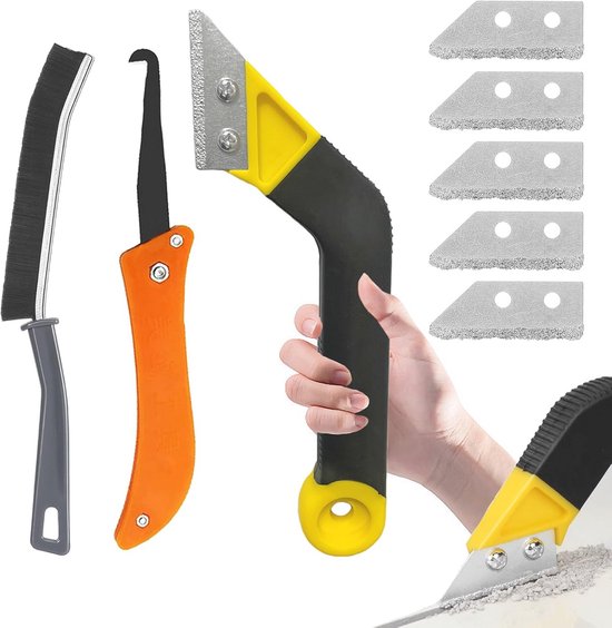 Voegenverwijderaar Set - 8 Stuks Voegenschrapers met Reserveonderdelen en Borstel van Benomore