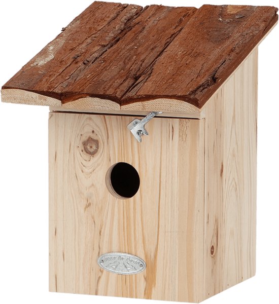 Vogelhuis Koolmees - Nestkast - Boomschorsdak van Merkloos	