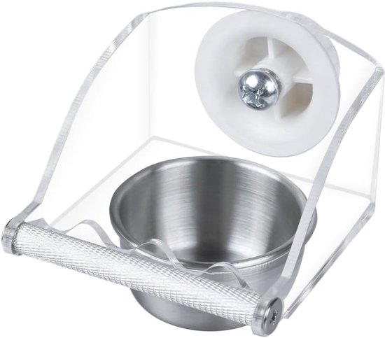 Vogelvoederkom - Acryl Kleine Vogelsleufvoeder met Metalen Vogel Staande Paal voor Hond - Papegaai - Kat - Konijn van Pawhut