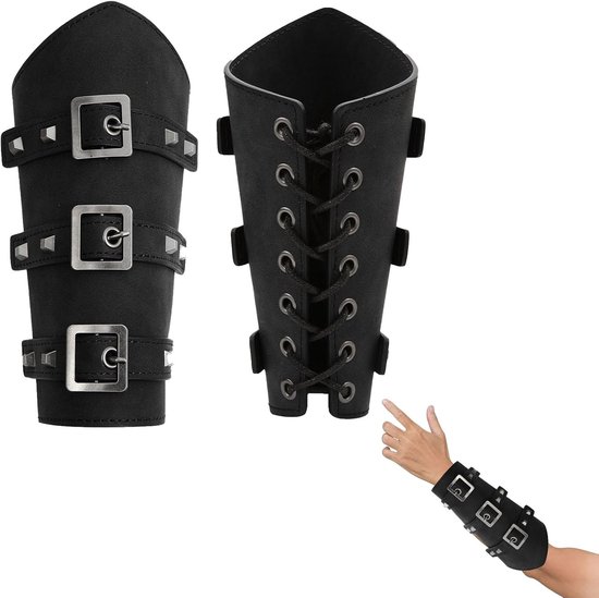 Volwassen nep lederen arm bescherming, nep lederen Viking armband, middeleeuwse leren armbanden, polsboeien - pak van 2 van Merkloos	
