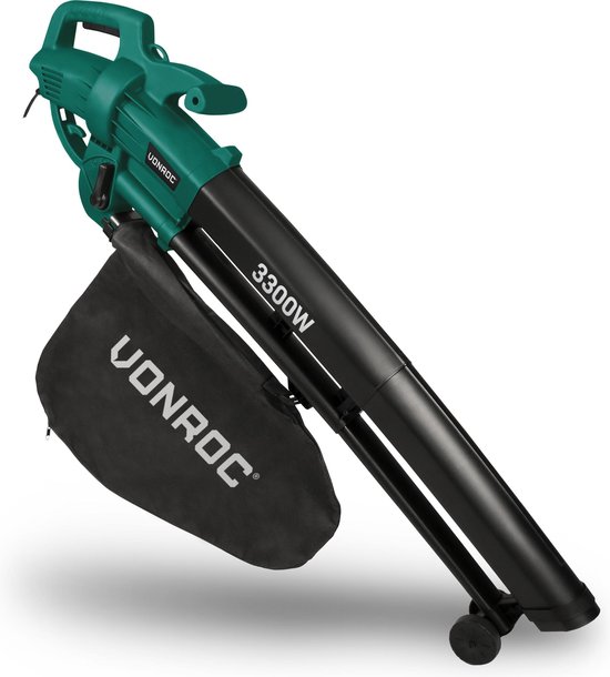 VONROC 3-in-1 bladblazer - 3300W - Blazen, Zuigen & Versnipperen - 270km/h - Incl. 40L opvangzak van VONROC