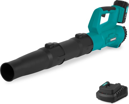 VONROC Accu Bladblazer 20V - Axiaal model - Luchtsnelheid 129 km/u – Luchtvolume 7m3/min - Incl. 2.0Ah Accu en snellader van VONROC