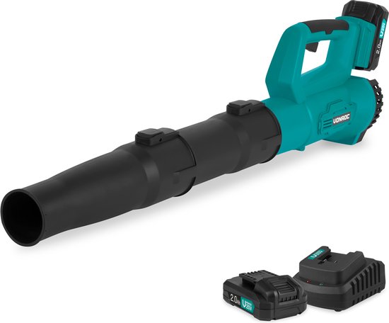 VONROC Accu Bladblazer 20V - Axiaal model - Luchtsnelheid 129 km/u - Luchtvolume 7m3/min - Incl. 2x 2.0Ah Accu’s en snellader van VONROC