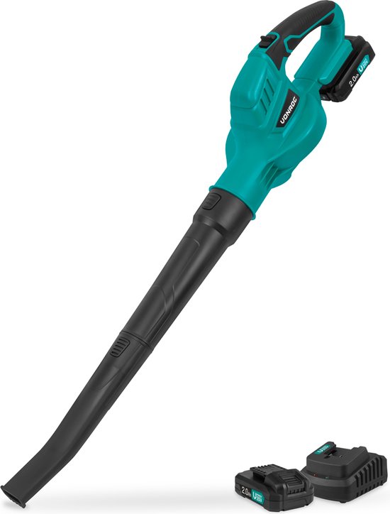 VONROC Accu Bladblazer 20V – Luchtsnelheid 180 km/u – Luchtvolume 5m3/min - Incl. 2x 2.0Ah accu’s en snellader van VONROC