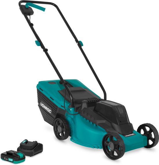 VONROC Accu Grasmaaier 20V - 32 cm maaibreedte - Borstelloze motor - Drie instelbare maai-hoogtes: 30/50/70 mm - Incl. 30L Opvangbak - Incl. 2.0Ah Accu en snellader van VONROC