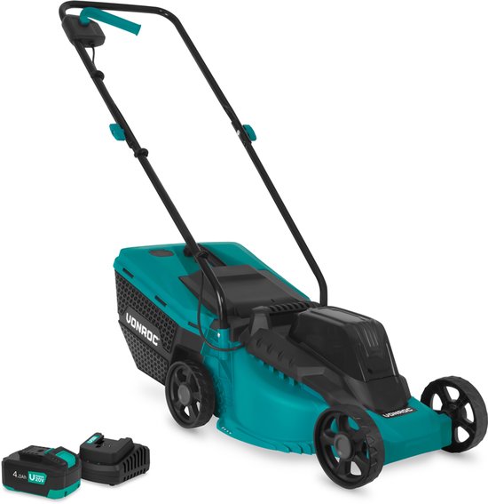 VONROC Accu Grasmaaier 20V - 32 cm maaibreedte - Borstelloze motor - Drie instelbare maai-hoogtes: 30/50/70 mm - Incl. 30L Opvangbak - Incl. 4.0Ah Accu en snellader van VONROC