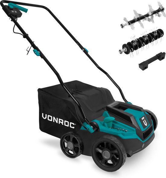 VONROC Elektrische verticuteermachine - gazonbeluchter - 1300W - maaibreedte 320 mm - 4 dieptestanden (12/9/6/3 mm) - incl. 35L. opvangbak van VONROC