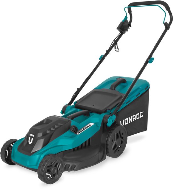 VONROC Grasmaaier - 1600W – 38 cm maaibreedte - Vijf instelbare maaihoogtes: 25/40/50/60/70 mm - Incl. 42L Opvangbak van VONROC
