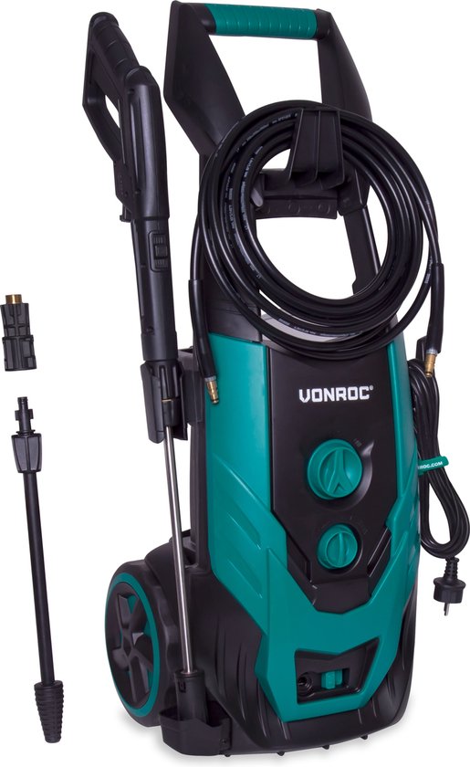 VONROC Hogedrukreiniger V22-1 2200W – 170 bar – 450 l/h – Incl. 8m slang, reinigingsmiddelen tank, spuitstukken en accessoires van VONROC
