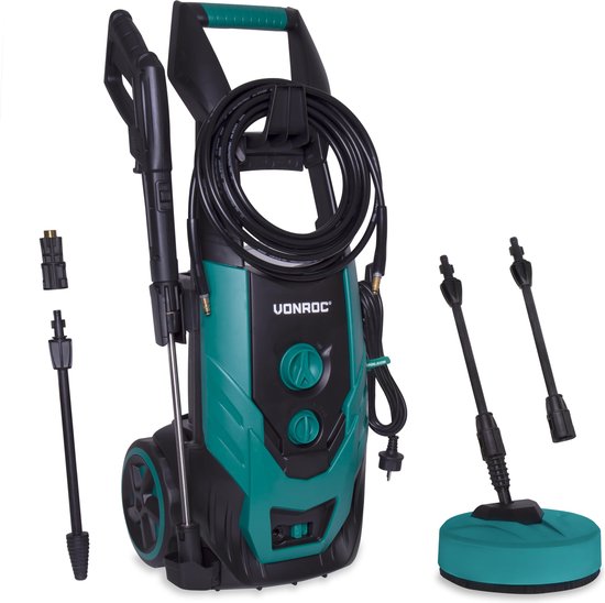 VONROC Hogedrukreiniger V22-2 2200W - 170 bar - 450 l/h - Incl. 8m slang, terrasreiniger, reinigingstank en meer van VONROC