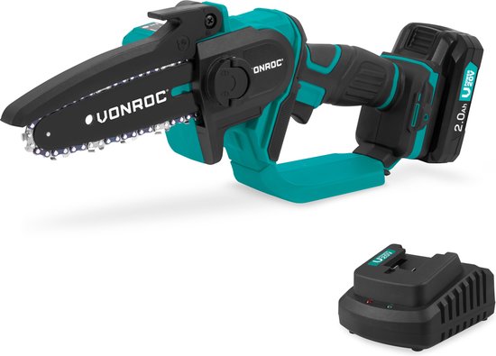 VONROC Mini Kettingzaag 20V – 152mm - Incl. 2.0Ah accu en snellader van Vonroc