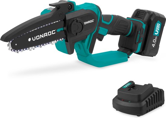 VONROC Mini Kettingzaag 20V – 152mm - Incl. 4.0Ah accu en snellader van Vonroc
