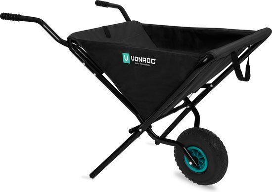 VONROC Opvouwbare kruiwagen - 50 liter - 30 kg. laadvermogen - Ideaal voor het afvoeren van tuinafval van VONROC