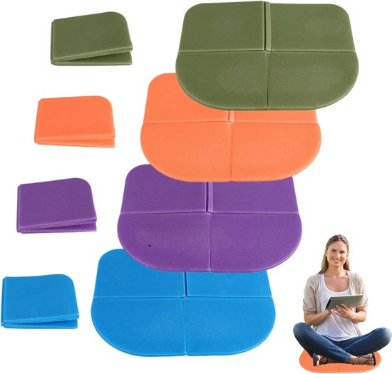Vouwbare Zitkussen - 4 Stuks - Waterdicht en Lichtgewicht - Compact en Draagbaar - Blauw - Groen - Oranje - Paars van Merkloos	