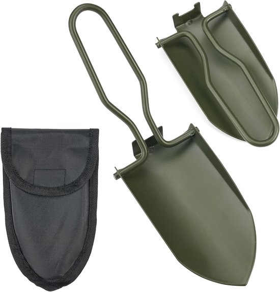 Vouwschep voor de tuin - Mini handschep van roestvrij staal, inklapbaar met riemtas - Ideaal voor kamperen, tuinieren en outdoor activiteiten