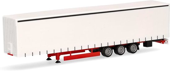 Vrachtwagen model lage linergordijnendekzeiloplegger 15m 3assen, wit, miniatuur op schaal 1:87, verzamelstuk, Made in Germany, kunststof