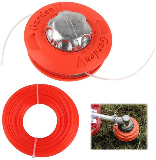 VT Goods - Verdikken aluminium maaikop - Grasmaaier hoofd - Universeel en duurzaam - Oranje - Geschikt voor 2,4mm en 2,7mm draad - Inclusief nylon t.. van Merkloos	