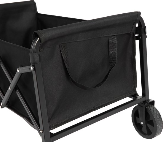 VUENOR Opvouwbare tuinkar 66 x 41 x 44,5 cm – zwart, stalen frame, 70 liter inhoud