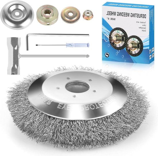 VVGoods - Professionele onkruidborstel voor gazons en mosverwijdering, 6 inch zilverkleurig