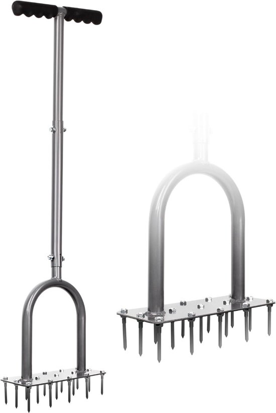 Walensee Gazonbeluchter, spike, metaal, handmatige verticutering, vloerventilatie, gazon met 15 ijzeren spikes, voorgemonteerde gras-beluchter, gereedschap van Merkloos	