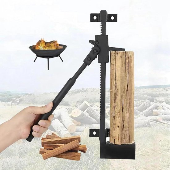 Wand Houtklover - Handmatige Splijter - Brandhout Maken - Hefboom Mechanisme - 3.5 Kilogram - Zwart