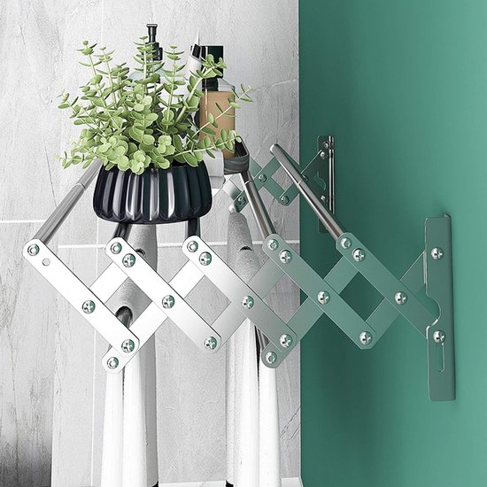 Wanddroger voor Kleding 80cm Rvs Droogrek Inklapbaar Muur Wandhanddoekhouder Rek Bespaar Ruimte Wandrek Was Wall Drying Rack voor badkamer balkon Wasruimte Buiten Binnen
