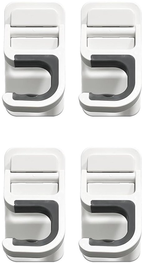 Wandgemonteerde bezemhouder - Bezemhoudersysteem - Dweilhouder - Boren niet nodig - Zelfklevende dweilhouder - Gereedschapshouder - 4-pack bezem- en dweilhouder - Zelfklevend - Antislip wandgemonteerde bezem- en dweilhaak - Voor badkamer, keuke van Merkloos	