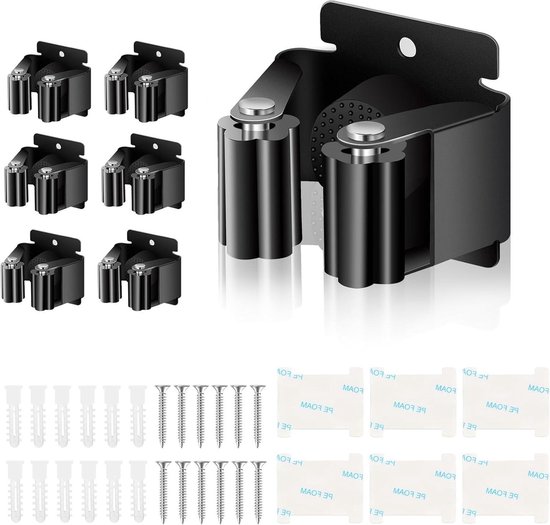 Wandhouder bezemhouder incl. montagemateriaal voor tuingereedschap, dweil, schep en gereedschap van Merkloos	