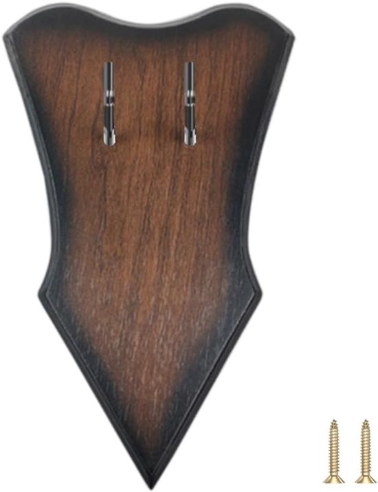 Wandmontage zwaardplaque - verstelbare houten zwaardstandaard met haken en schroeven voor boog - middeleeuws zwaard en dolkbijl (niet inbegrepen zwaard) van Merkloos	