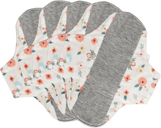 Wasbare Sanitaire Maandverband Set - 5 Stuks Herbruikbare Doekjes - Ademend Vrouwelijk Maandverband voor Vrouwen en Meisjes (20x23cm) van Merkloos	