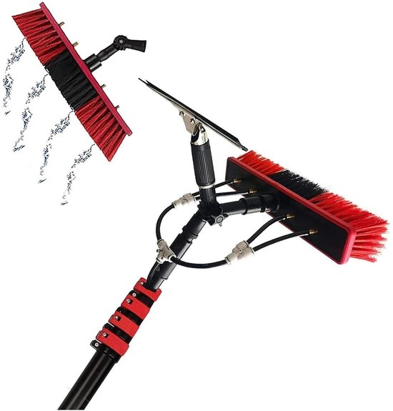 Wasborstel met telescoopsteel, telescopische wasborstel, reiniging van fotovoltaïsche en zonnepanelen, reinigingsapparaten, uittrekbare reiniger, voor het reinigen van ramen (10,8 m)