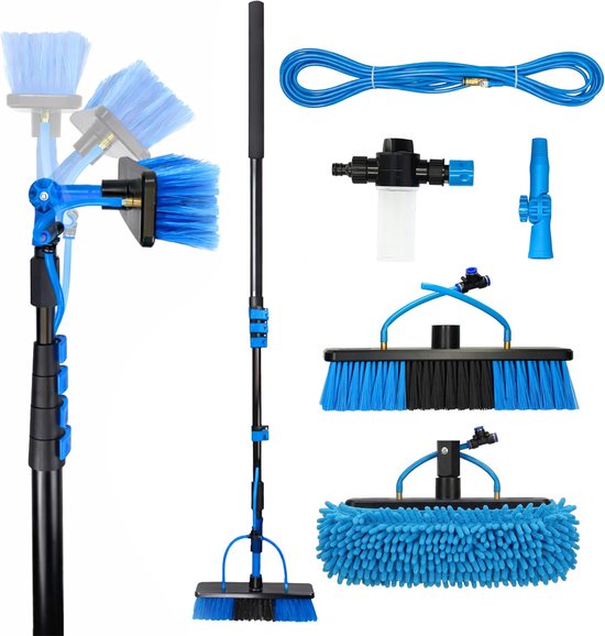 Wasborstel met Telescopische Steel - Raamreiniger - Autoborstel - telescoopsteel van Merkloos	