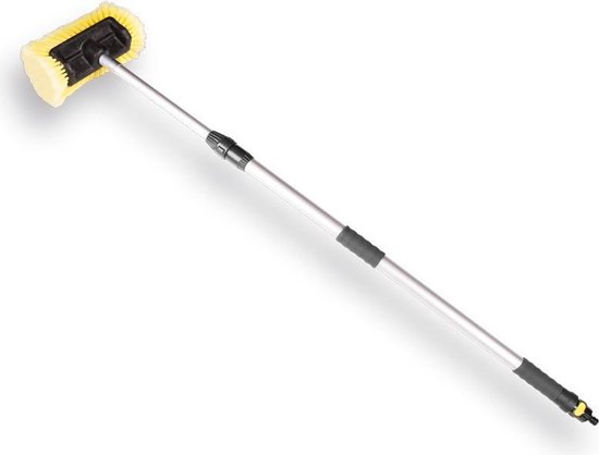 Wasborstel waterdoorlatend 25 cm met hoek, zijborstel en telescoopsteel aluminium 119 - 194 cm van $