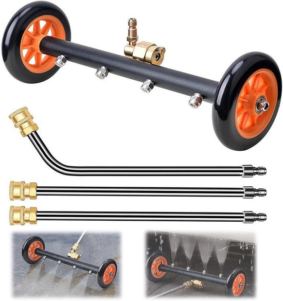 wasinstallatie, 2-in-1 Power Washer onderstel reiniger, waterbezem voor onderstel autowas met 3 verlengstaven 4000 PSI