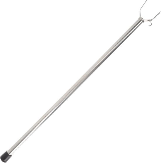 Waslijnstok Uitschuifbaar - Kledingstok Reikhaak - Kleding Ophangen Hangen - Roestvrijstaal Duurzaam - 65cm Verstelbaar - Zilver