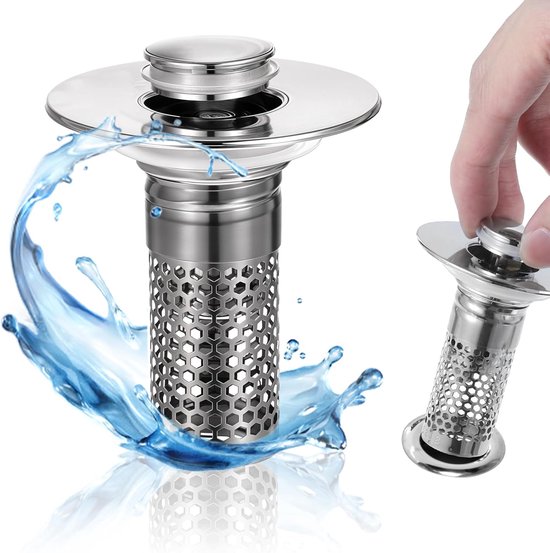 Wastafelplug voor 33-41 mm, afvoerstop voor opzetwastafel, universele pop-up afvoerzeef, afvoerset, stop, wastafel, gootsteenstopper, vervanging voor badkamer en keuken van Merkloos	