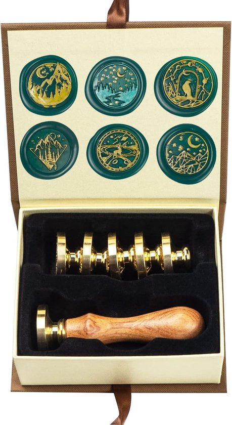 Waszegelset met Houten Handvat - Creatieve Maanwas Zegels - 6 Stuks van Merkloos	