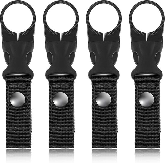 Water Bottle Holder Clip - 4 Pcs - Key Chains - Bottle Holder met Belt Buckle - Nylon Strap - Bottle Holder Clips voor Camping - Hiking - Travel - Fishing - Outdoor van Merkloos	