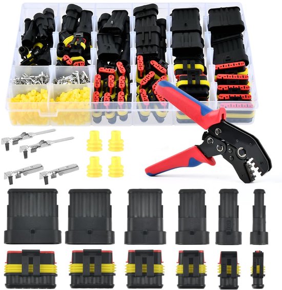 Waterdichte auto-kabelconnector - stekker met krimptang - auto-aansluitingsset voor motorfiets, boot, vrachtwagen - 1/2/3/4/5/6-polige autostekker - elektrische aansluitstekker van Merkloos	