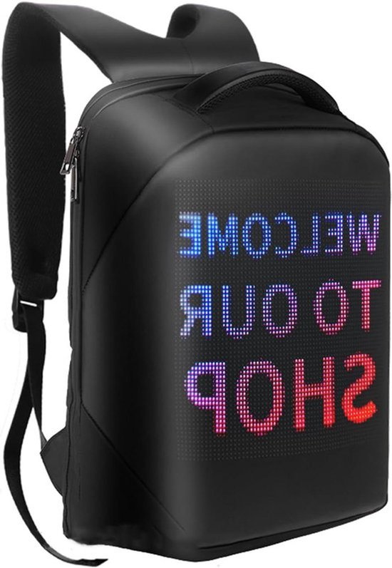 Waterdichte LED-rugzak met programmeerbaar volledig kleurenscherm - Grote capaciteit voor woon-werkverkeer met USB-voeding van Merkloos	