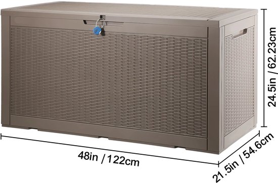 Waterdichte Opbergbox voor Buiten - met Afsluitbaar Deksel – Duurzame Opbergbox - 378L - Tuinkussenbox van Kunststof - Bank en Tafel in Eén voor Tuin, Terras of Balkon van Merkloos	