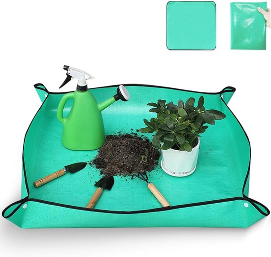 Waterdichte plantenmat voor het verpotten van planten - Opvouwbare plantenonderlegger met tuingereedschap van Merkloos	