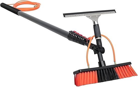 Watergevoede Telescoopborstel - Raamwisser Stok - Hoge Ramen Wassen - Uitschuifbaar Tot 92 Meter - 55 cm Kop - Blauw