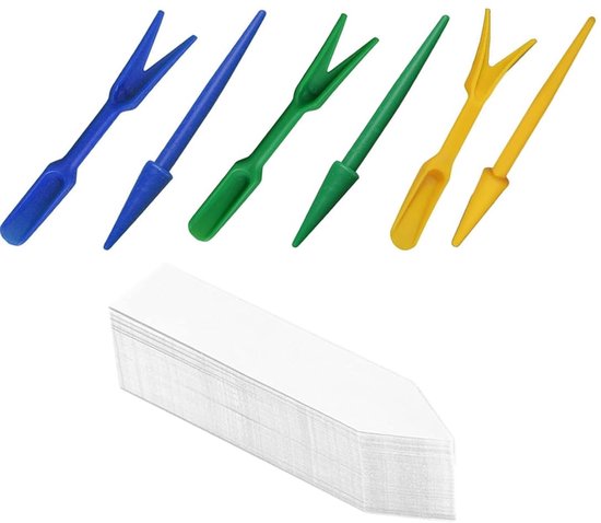 WeddHuis 3-delige prikset met insteekkaarten, prikstok en prikvork voor zaailingen. Graven, zaailingen opkweken, planten, potten overzetten, grond verversen (15 cm). van Merkloos	