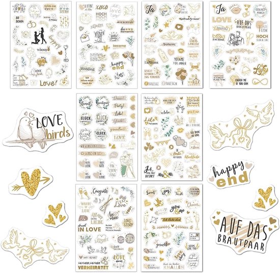 Weddingsstickers A5 - 8 Bladen - Twee Talen - Perfect voor Huwelijksboeken - ShopVlot